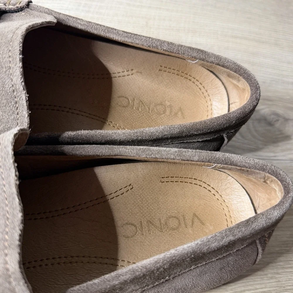Vionic Mason Horsebit Loafers Men‎ 8.5 Taupe Suede Driver Moccasins Dress Shoes